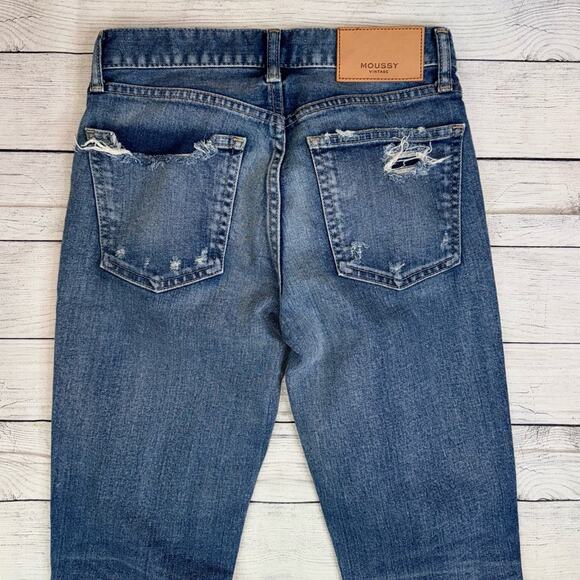 Moussy Vintage Jeans Size 24 Lindsay Skinny Cropped Jeans Light Blue Frayed Hem - Picture 10 of 11